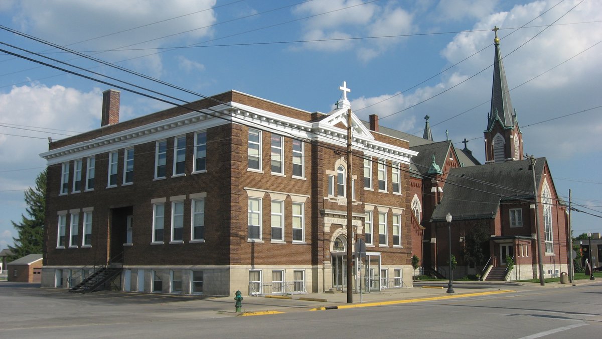 Coldwater, OH - File:Holy Trinity Church in Coldwater, school and church.jpg - Wikipedia